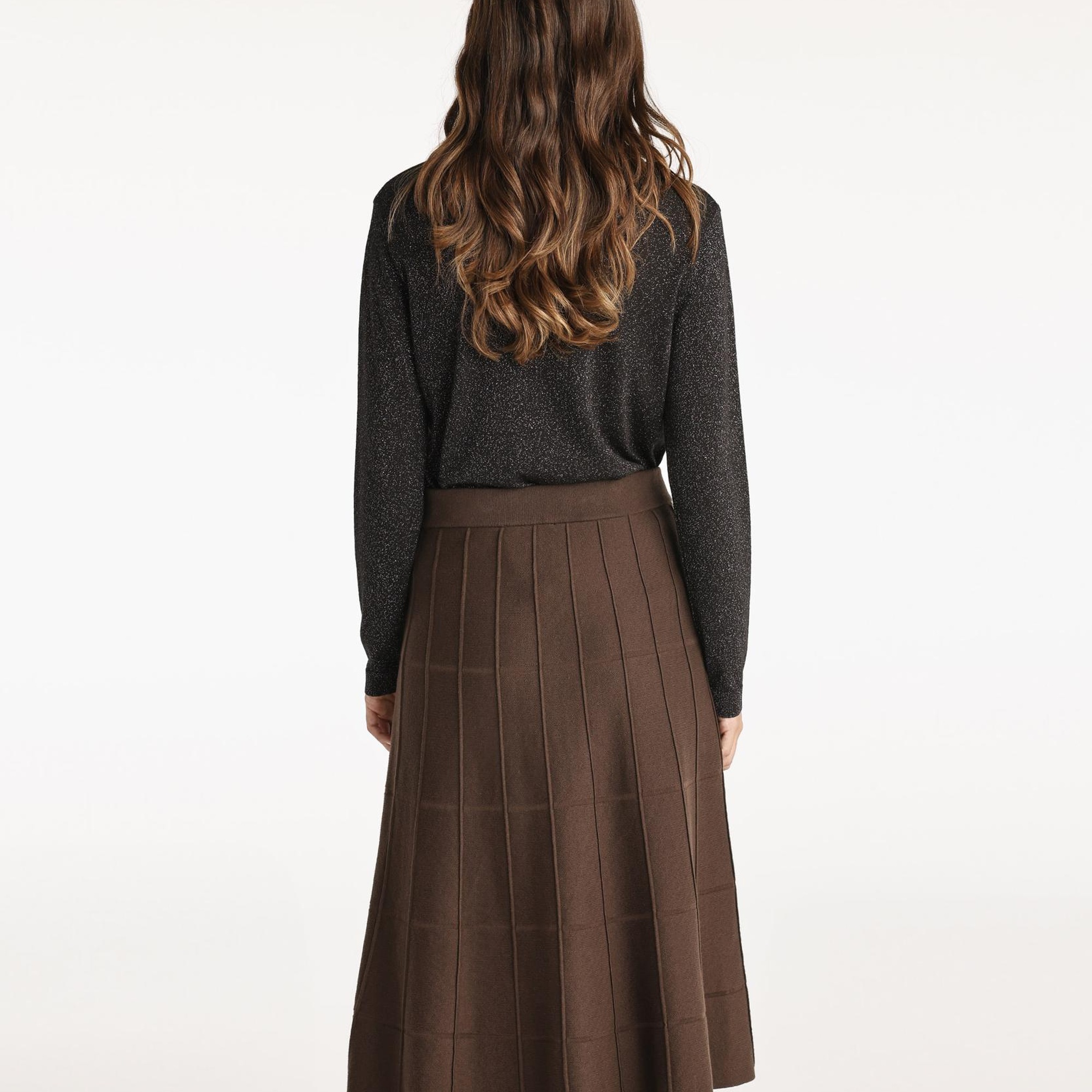 YARGICI Dekorlu Diz Altı Triko Etek