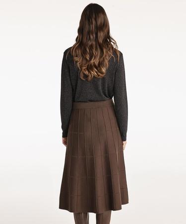  YARGICI Dekorlu Diz Altı Triko Etek