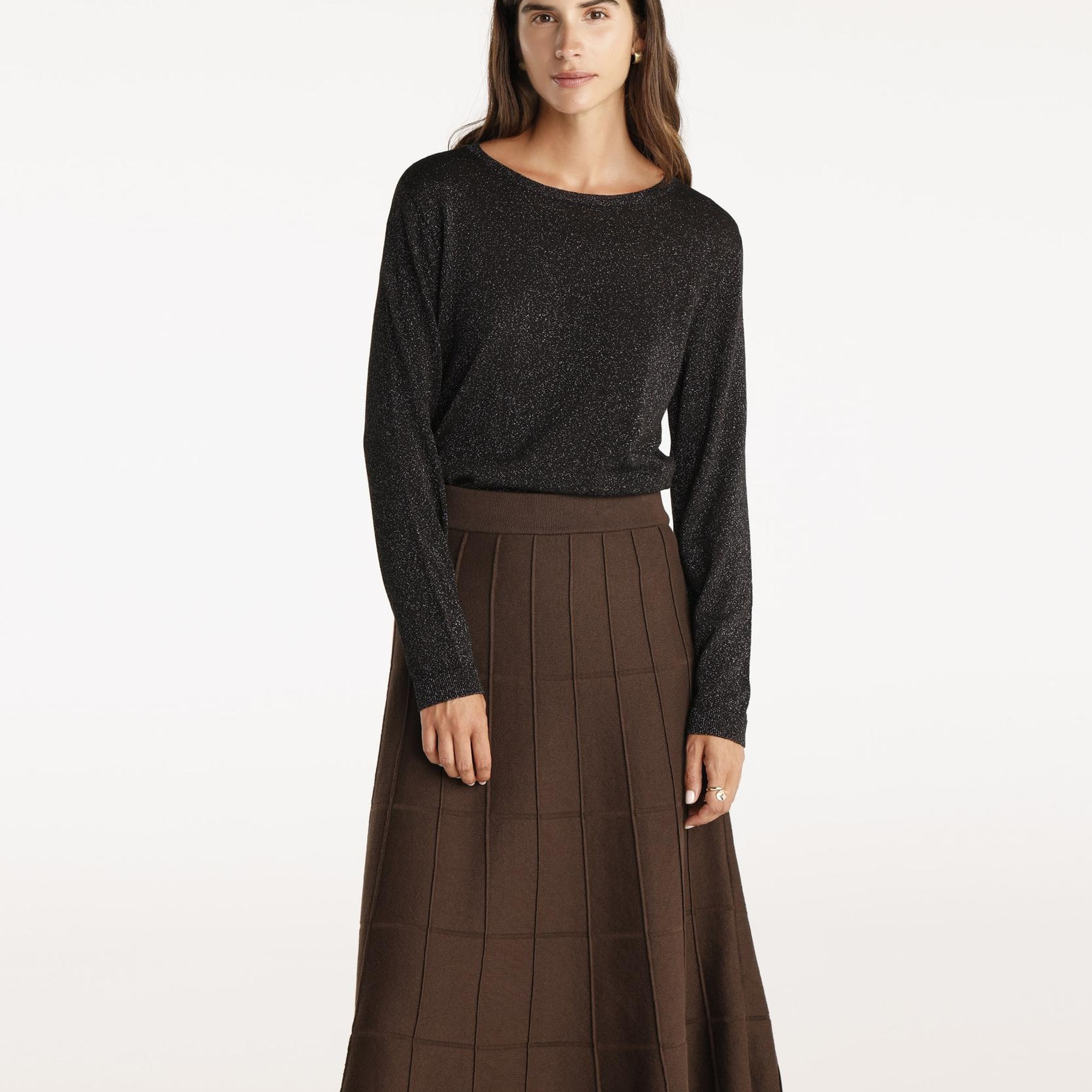 YARGICI Dekorlu Diz Altı Triko Etek