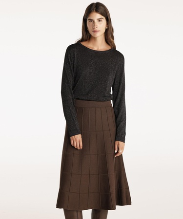  YARGICI Dekorlu Diz Altı Triko Etek