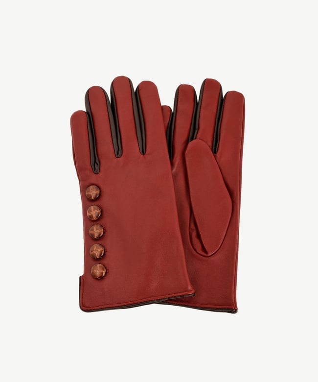 YARGICI Düğme Detaylı Deri Eldiven