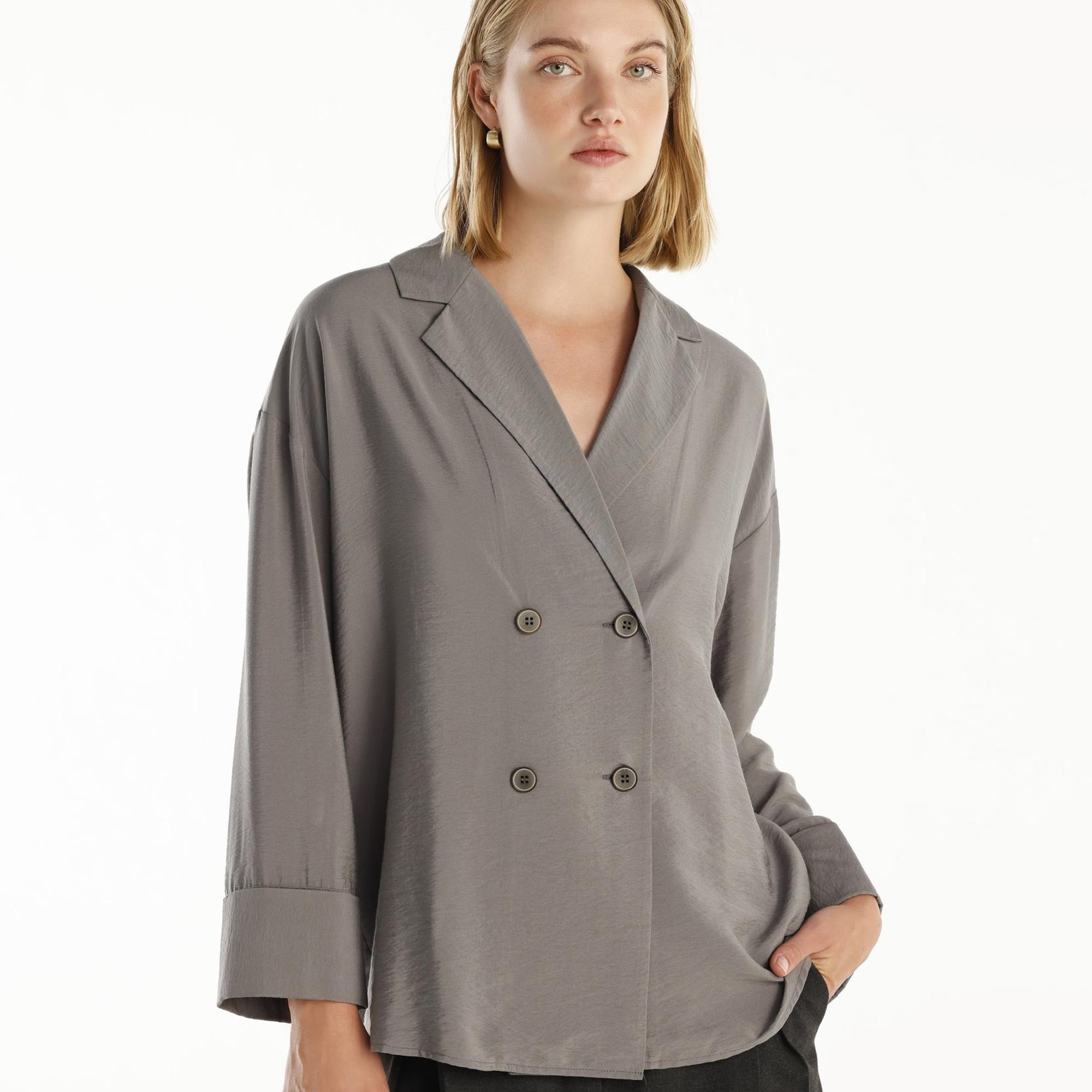 YARGICI Bol Kesim Kruvaze Ceket