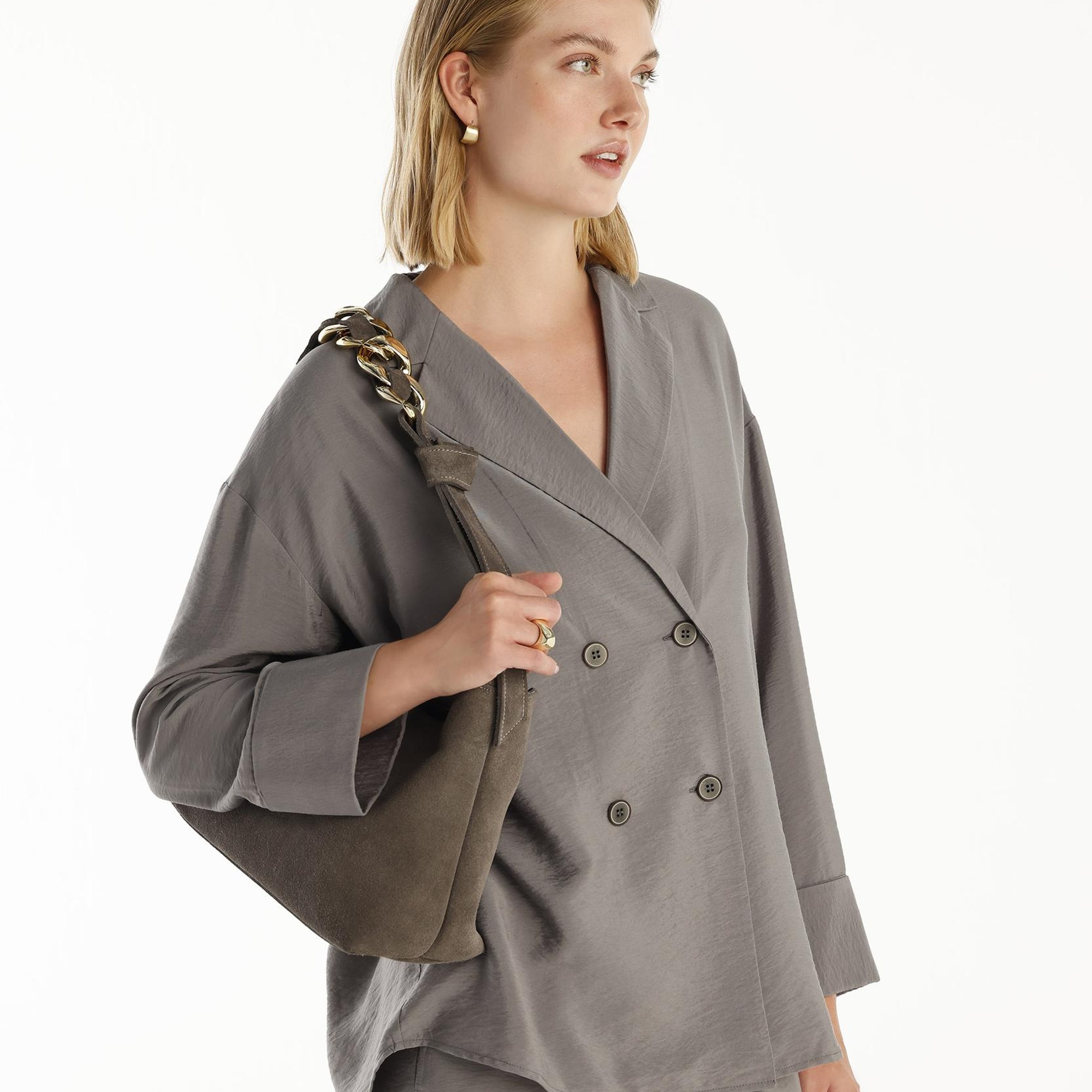 YARGICI Bol Kesim Kruvaze Ceket