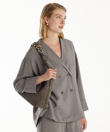  YARGICI Bol Kesim Kruvaze Ceket