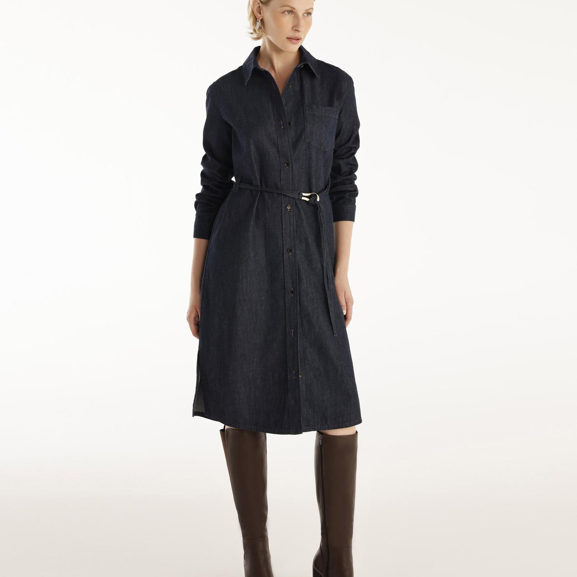 YARGICI Kemer Detaylı Denim Elbise