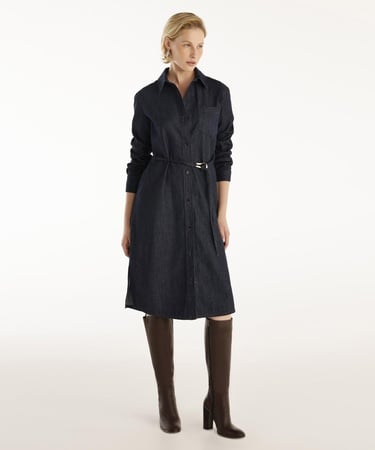  YARGICI Kemer Detaylı Denim Elbise