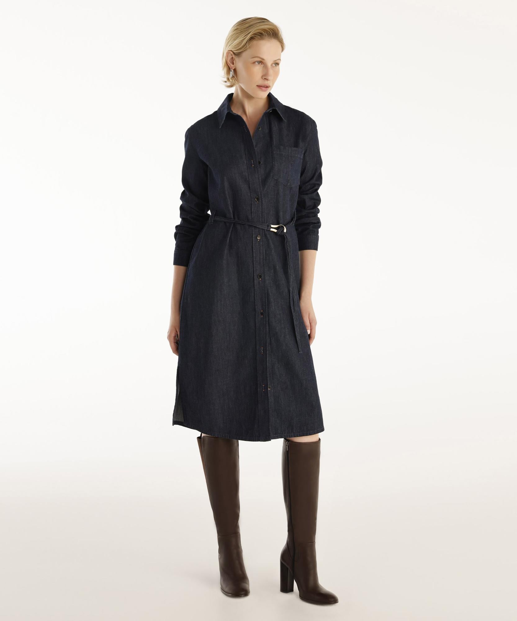  YARGICI Kemer Detaylı Denim Elbise