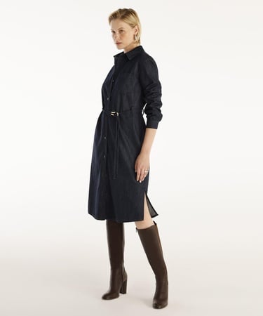  YARGICI Kemer Detaylı Denim Elbise