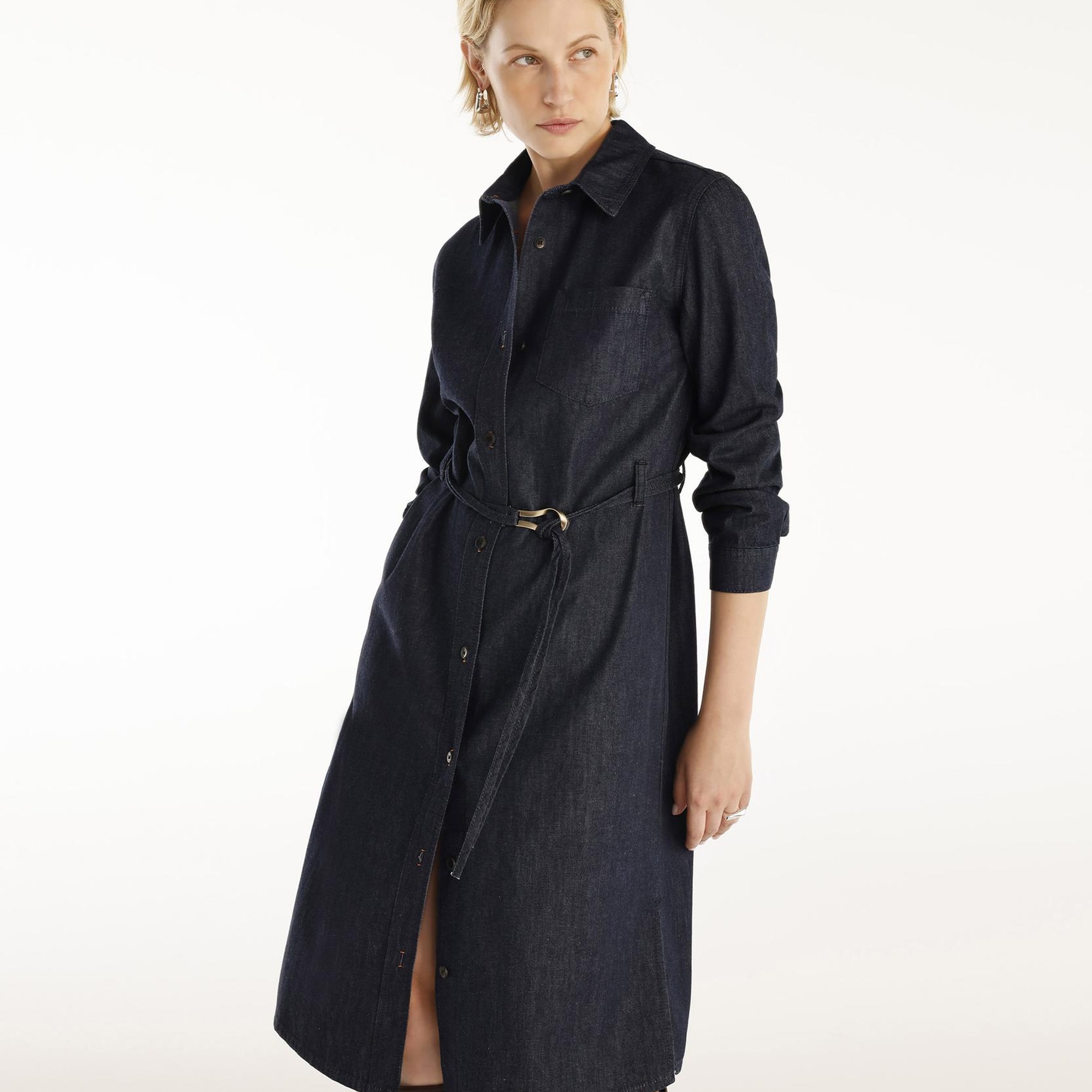 YARGICI Kemer Detaylı Denim Elbise