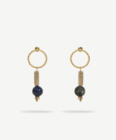  YARGICI Halka Detaylı Lav Taşı Küpe