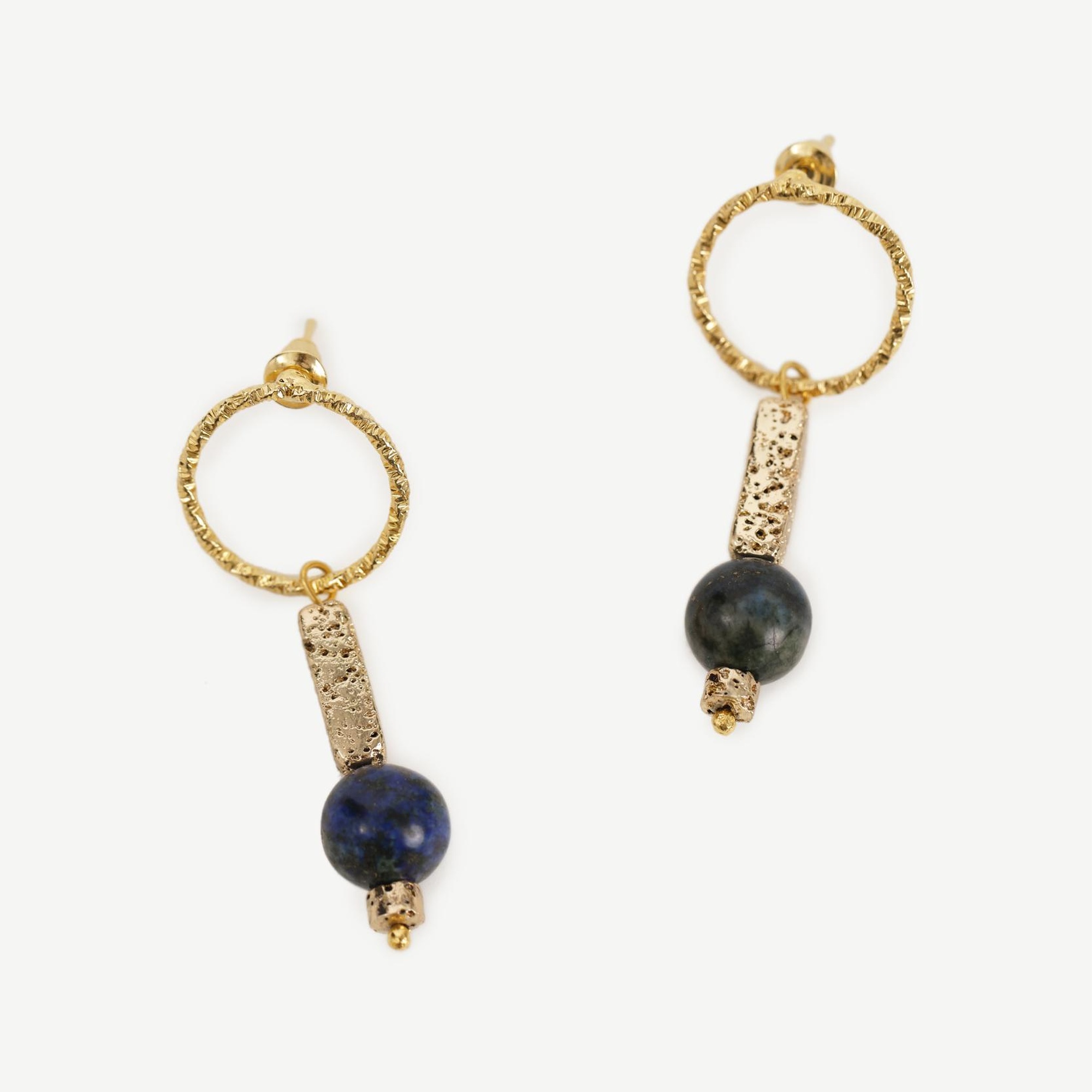 YARGICI Halka Detaylı Lav Taşı Küpe