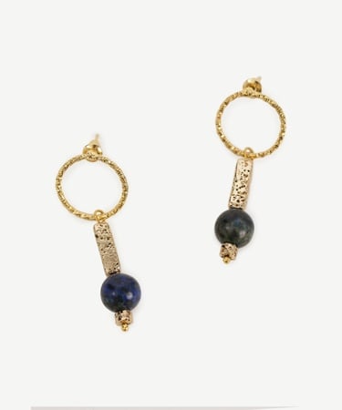  YARGICI Halka Detaylı Lav Taşı Küpe