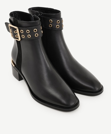  YARGICI Metal Topuk Ve Toka Detaylı Deri Bot