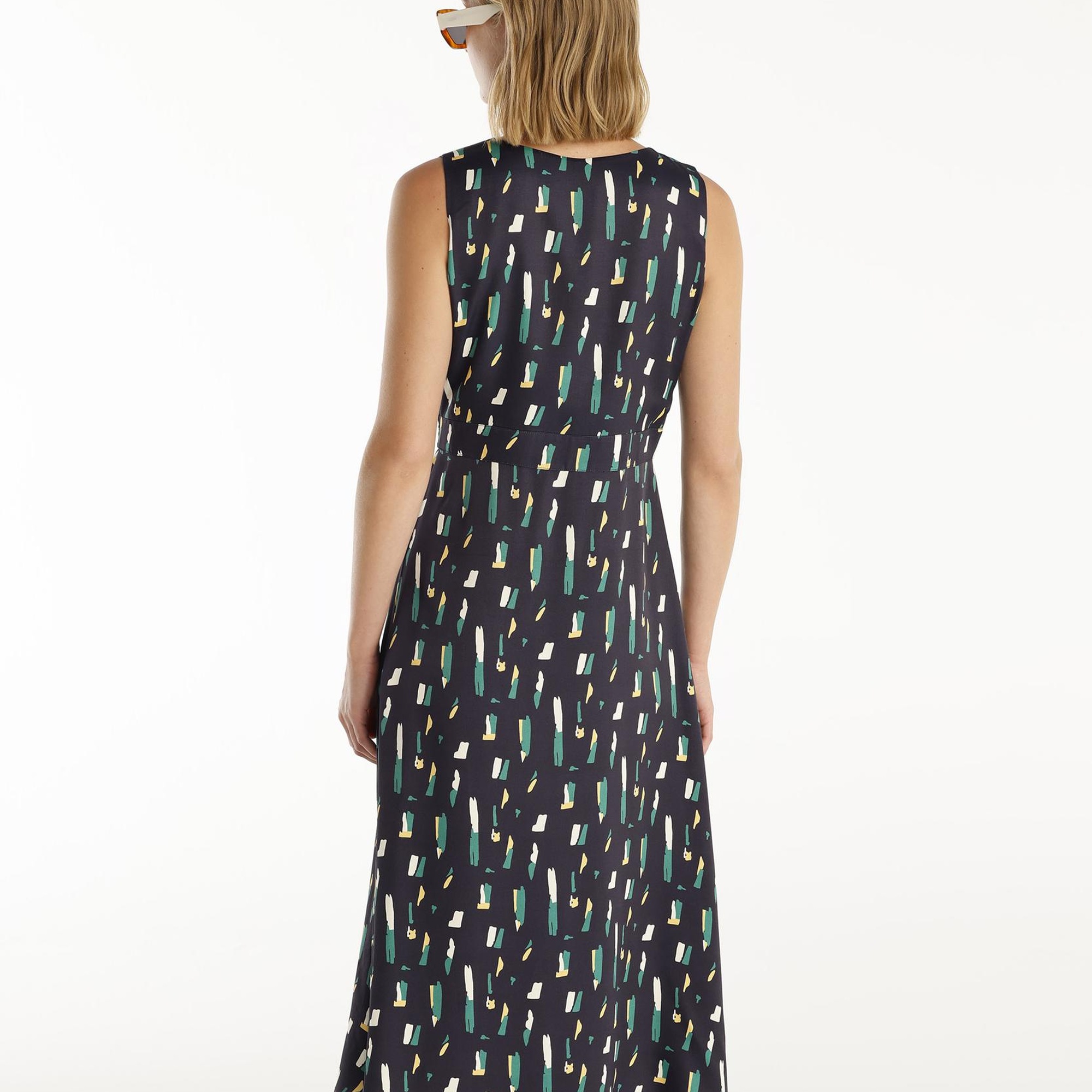 YARGICI Kemer Detaylı Kolsuz Kruvaze  Midi Boy Elbise