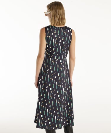  YARGICI Kemer Detaylı Kolsuz Kruvaze  Midi Boy Elbise