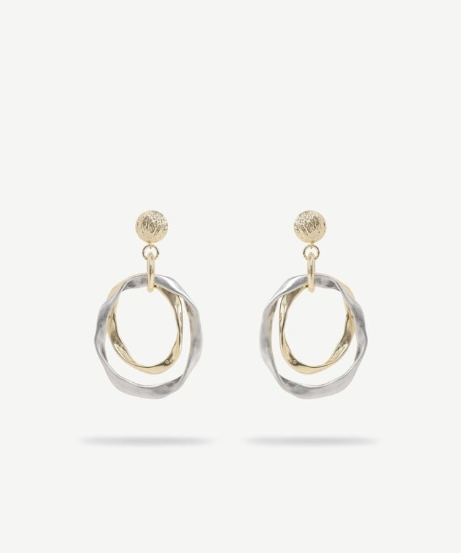  YARGICI İki Sıralı Ve Doku Detaylı Halka Küpe