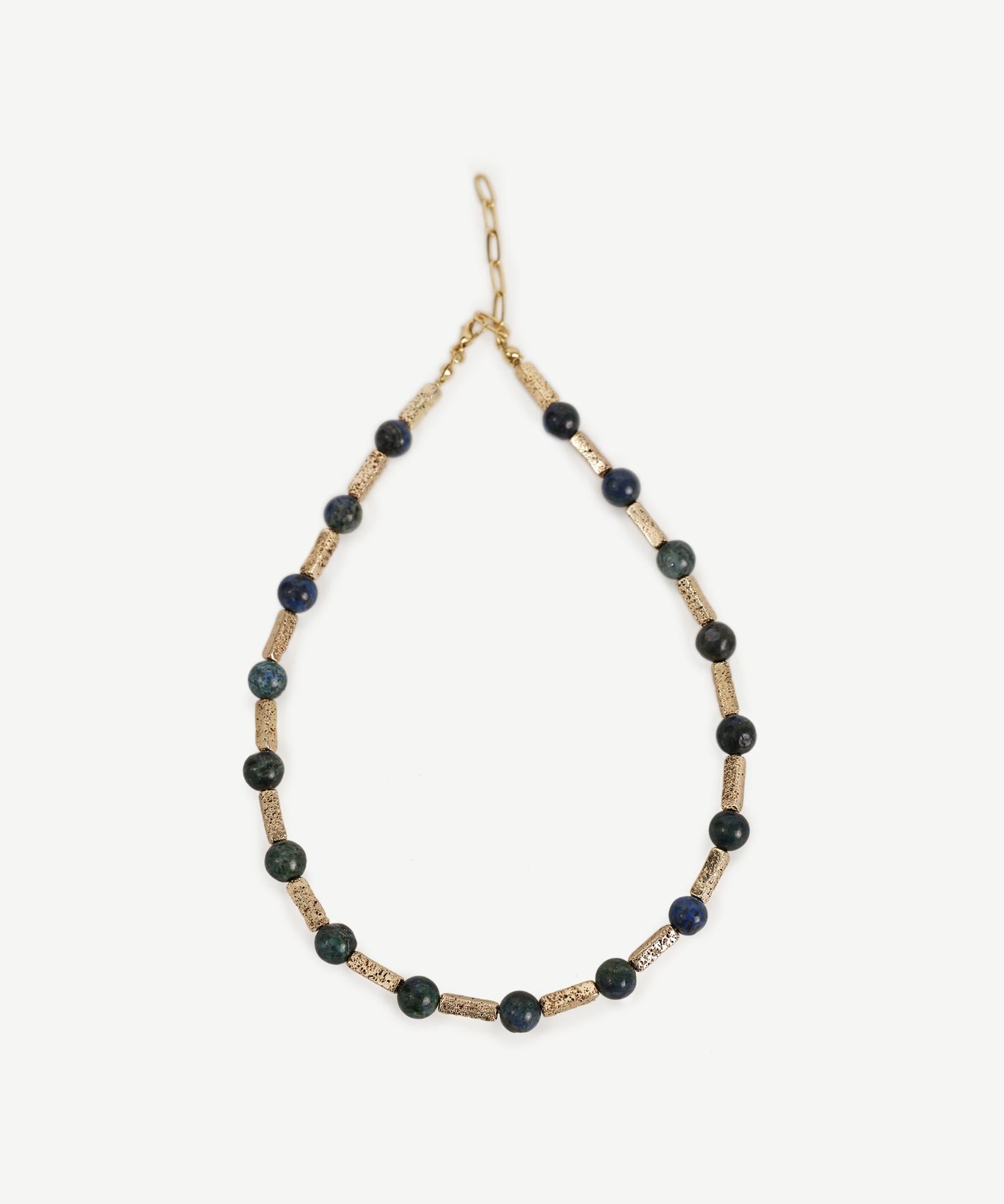  YARGICI Lav Taşı Ve Azurit Sıralı Kolye