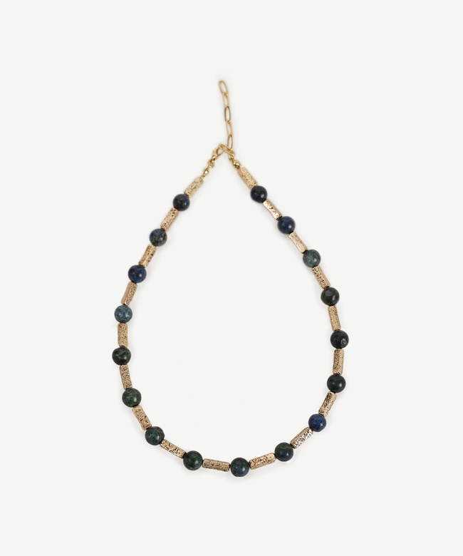  YARGICI Lav Taşı Ve Azurit Sıralı Kolye