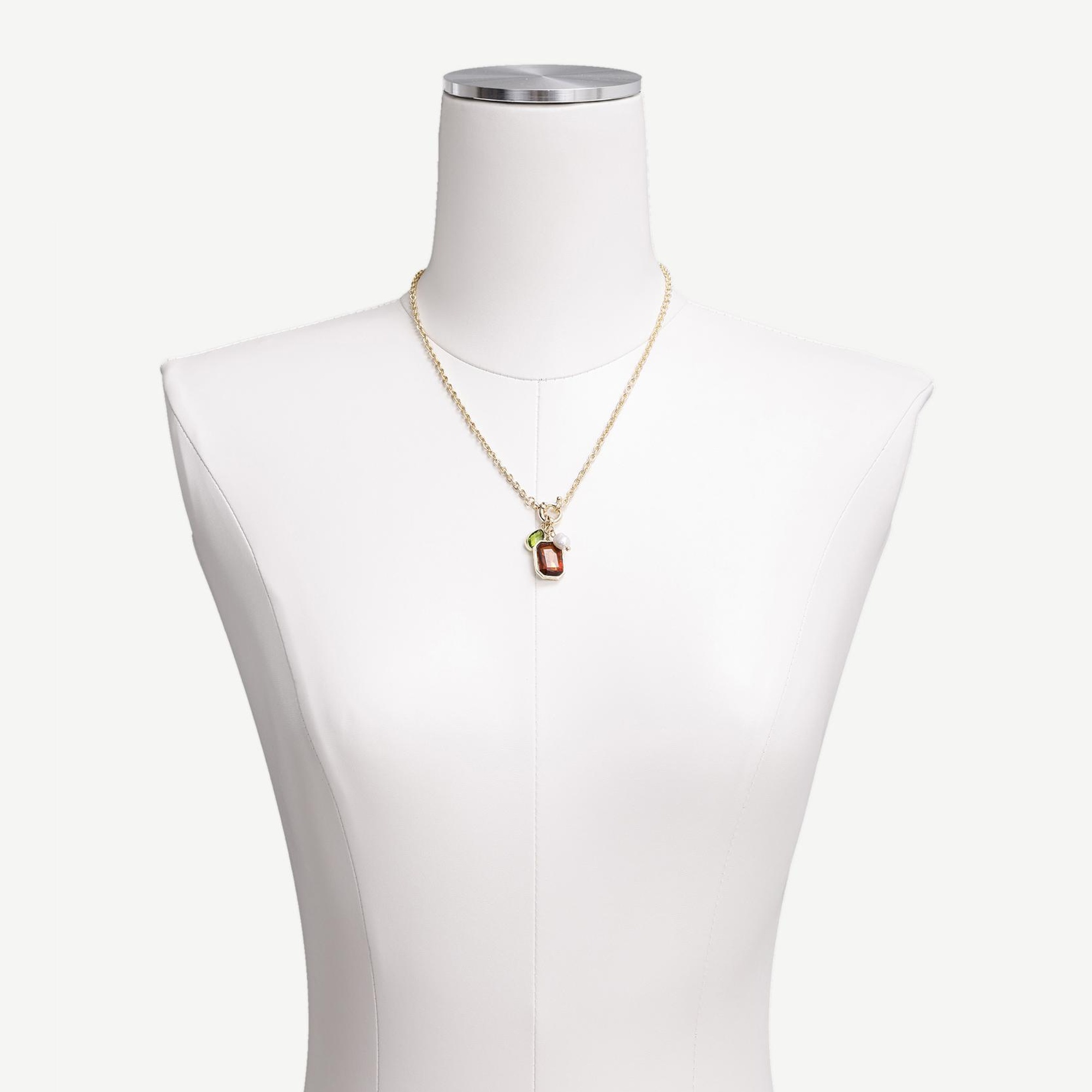 YARGICI Akrilik Ve Cam Taş Uçlu Zincir Kolye