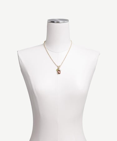  YARGICI Akrilik Ve Cam Taş Uçlu Zincir Kolye