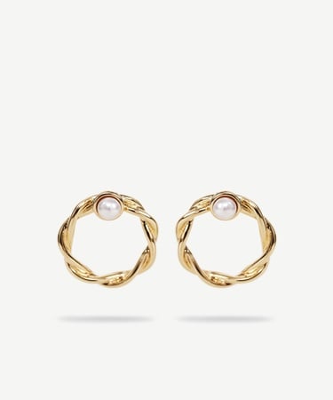  YARGICI Yapay İnci Detaylı Halka Küpe