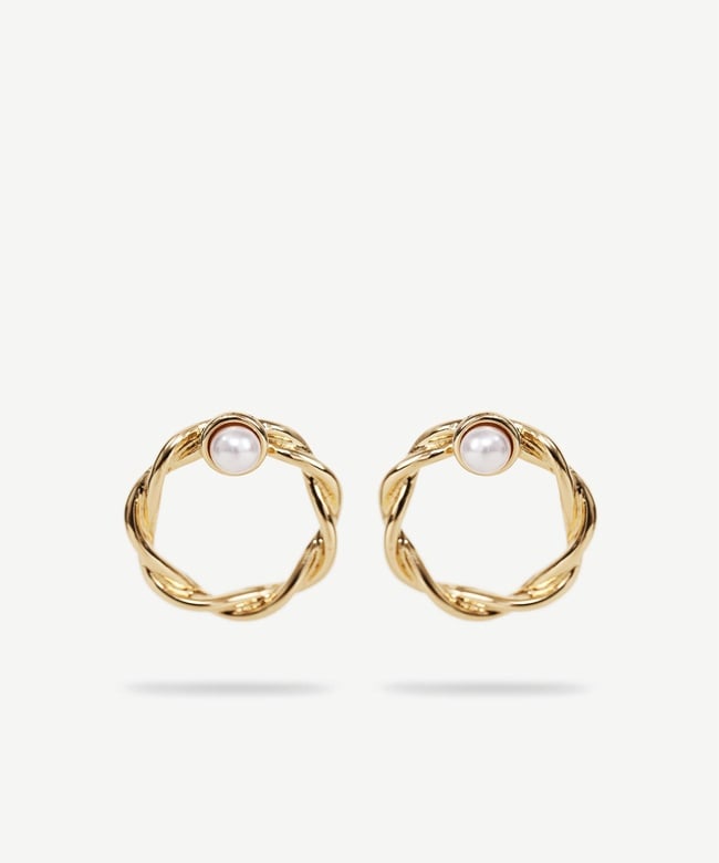  YARGICI Yapay İnci Detaylı Halka Küpe