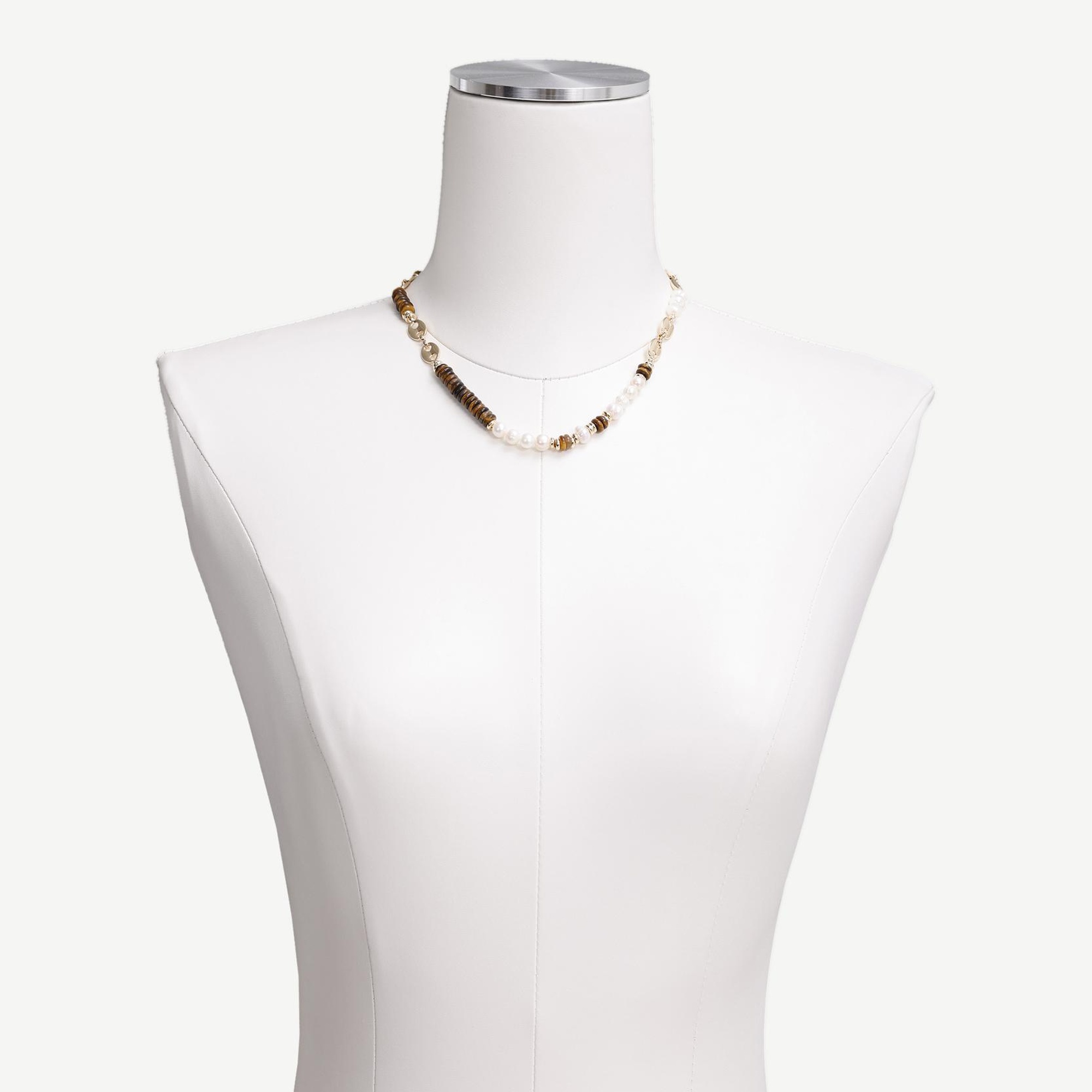 YARGICI İnci Ve Dokulu Metal Detaylı Kolye