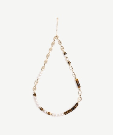  YARGICI İnci Ve Dokulu Metal Detaylı Kolye