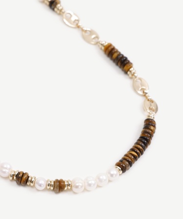  YARGICI İnci Ve Dokulu Metal Detaylı Kolye