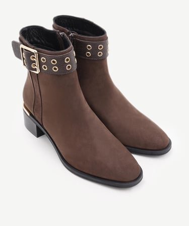  YARGICI Metal Topuk Ve Toka Detaylı Deri Bot