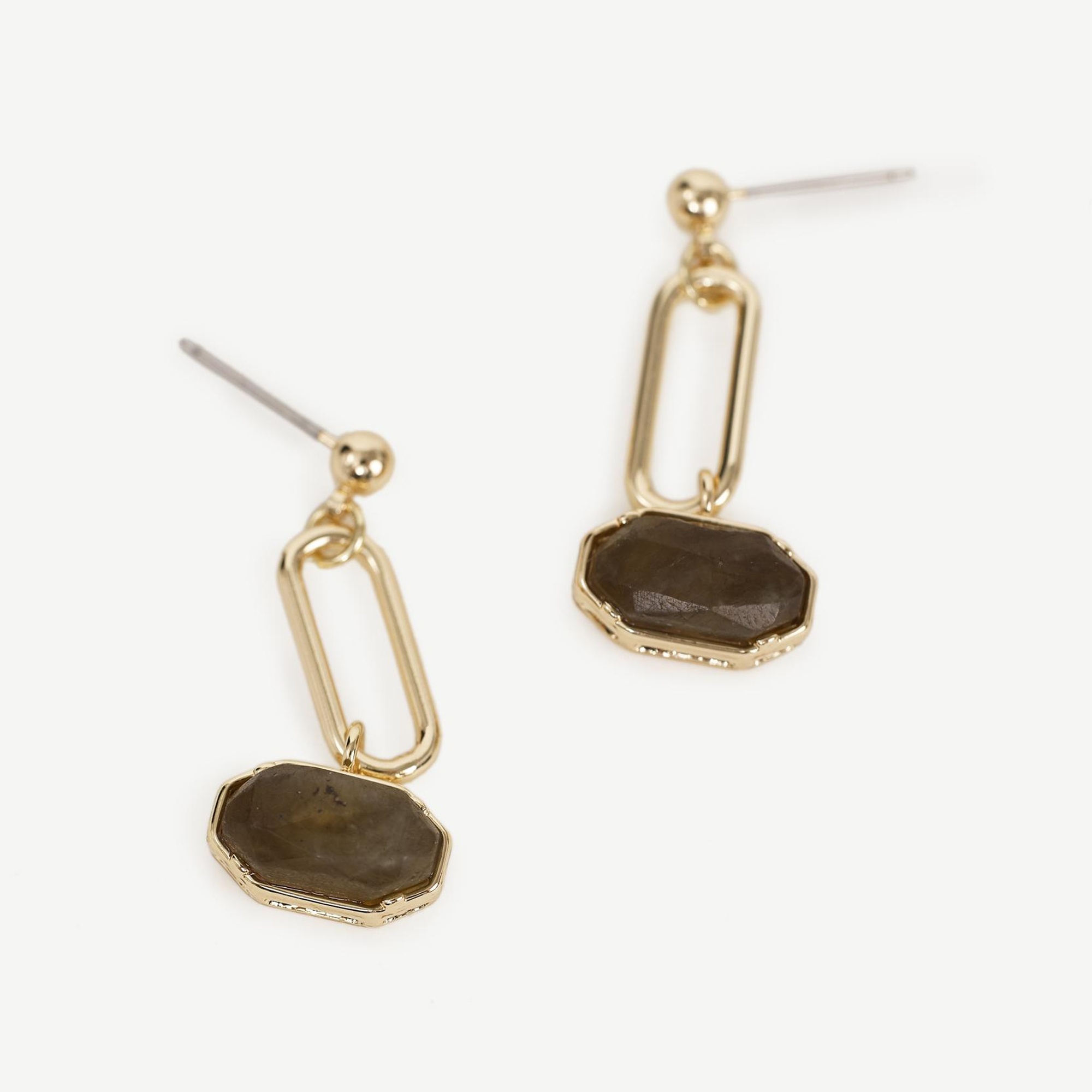 YARGICI Doğal Taş İçerikli Gold Küpe