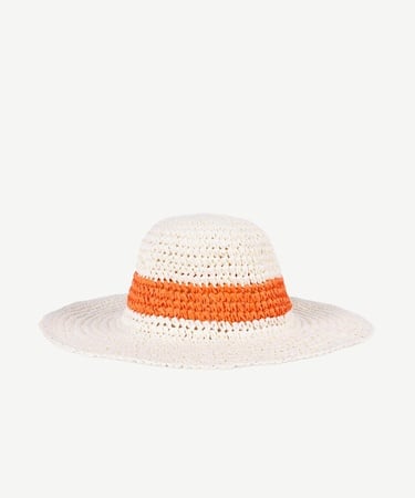  YARGICI Turuncu Detaylı Hasır Şapka