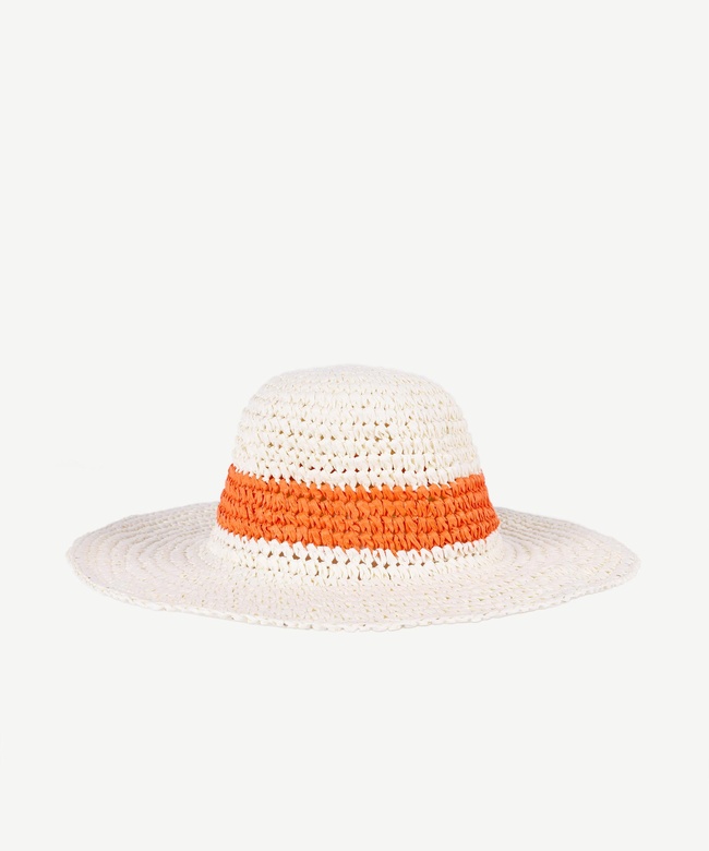  YARGICI Turuncu Detaylı Hasır Şapka