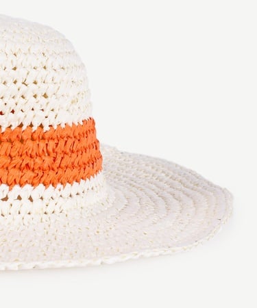  YARGICI Turuncu Detaylı Hasır Şapka