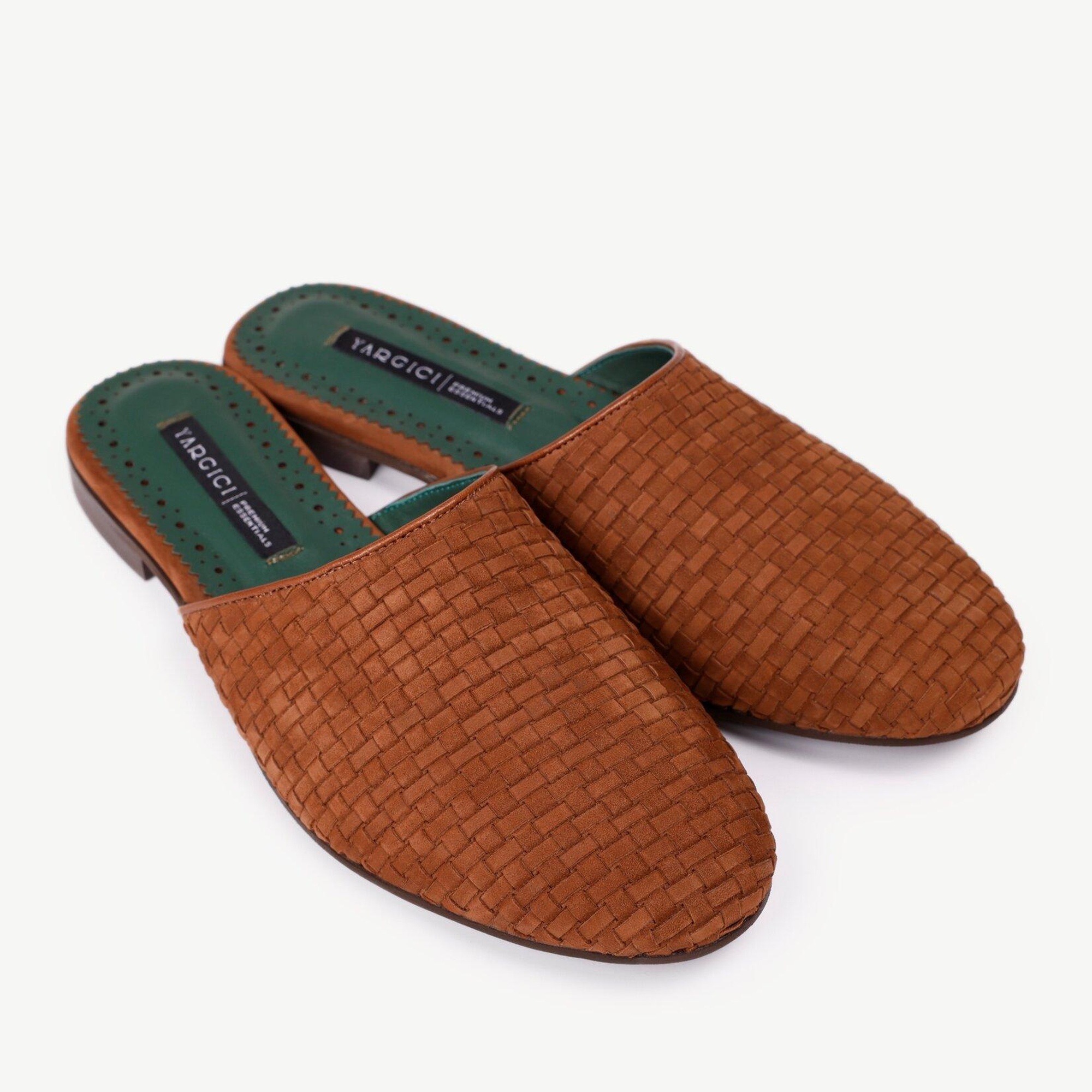 YARGICI Deri Örme Yumuşak Terlik