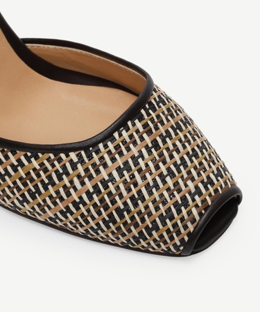  YARGICI Deri Hasır Detaylı Topuklu Ayakkabı