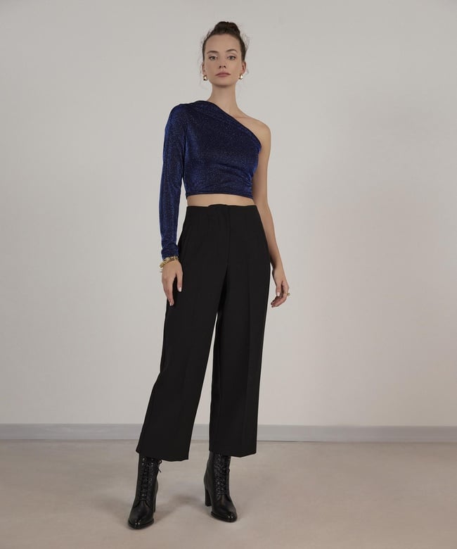  YARGICI Simli Tek Omuz T-Shırt