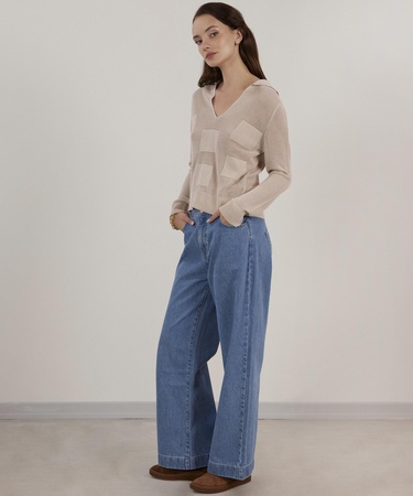  YARGICI Kemer Detaylı Denim Pantolon