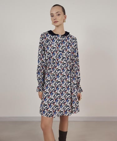  YARGICI Pat Detaylı Elbise