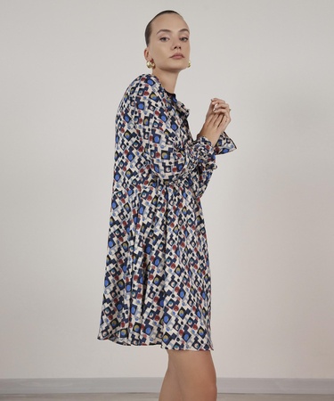  YARGICI Pat Detaylı Elbise