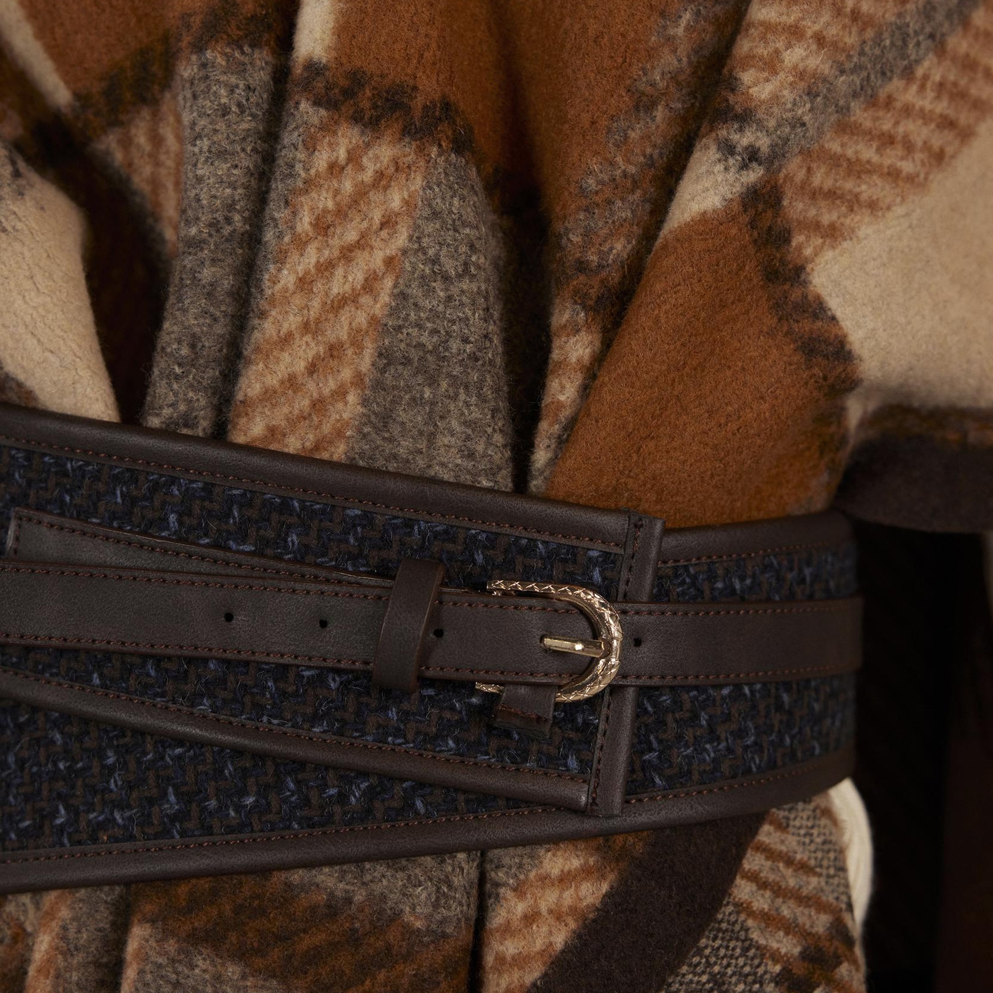 YARGICI Retro Kumaş Detaylı Kalın Kemer