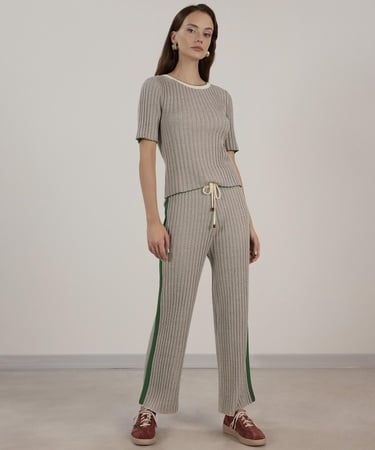  YARGICI Kontrast Detaylı Triko Pantolon