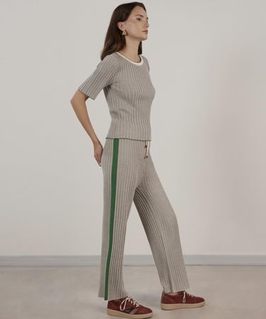  YARGICI Kontrast Detaylı Triko Pantolon