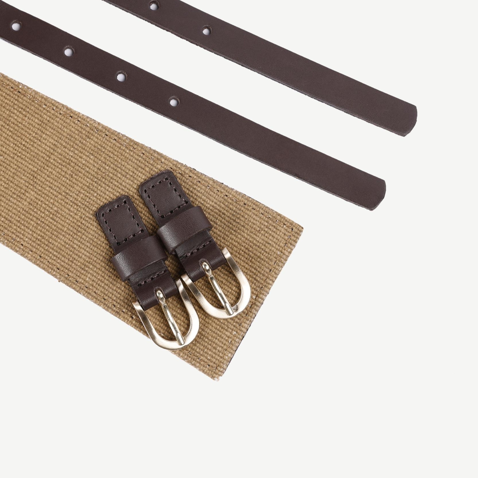 YARGICI Deri Kanvas Karışımı Asimetrik Kemer