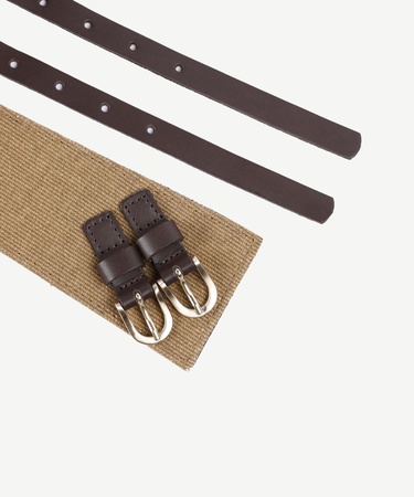  YARGICI Deri Kanvas Karışımı Asimetrik Kemer