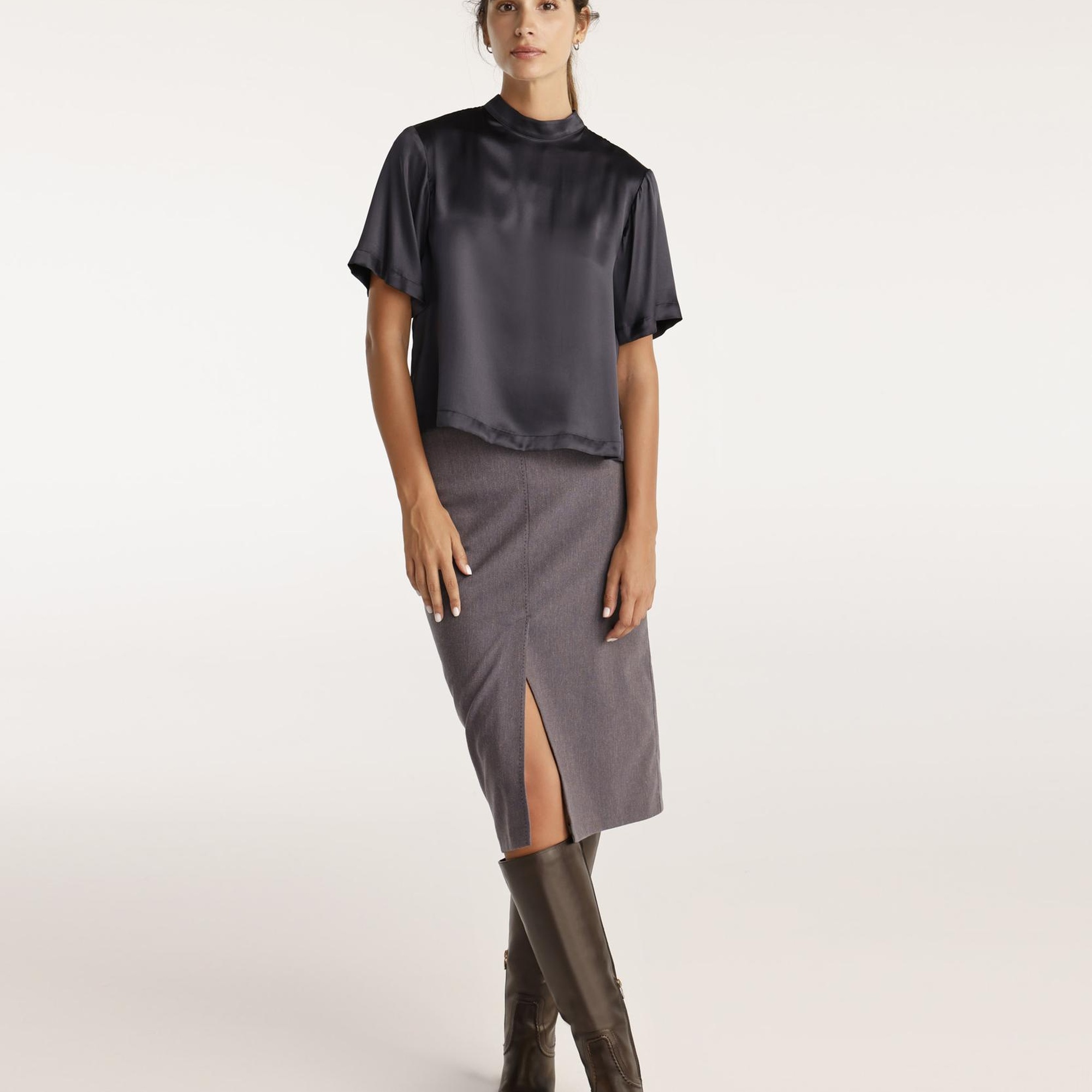 YARGICI Yırtmaç Detaylı Kalem Etek