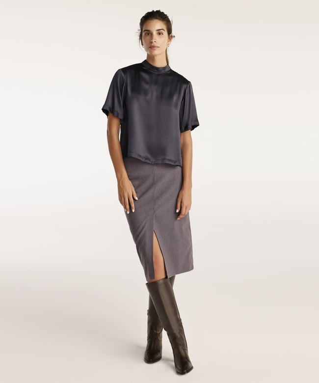  YARGICI Yırtmaç Detaylı Kalem Etek