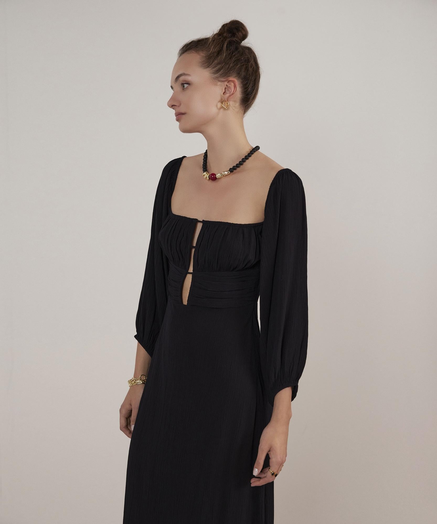  YARGICI Uzun Kollu Uzun Elbise