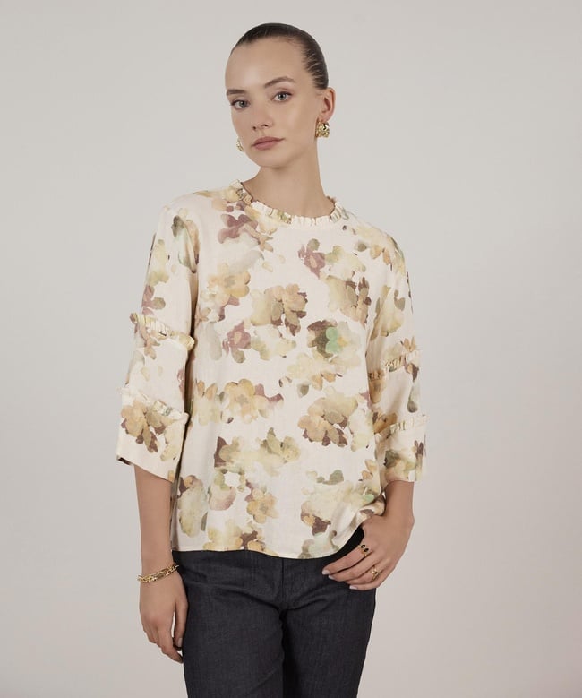  YARGICI 3/4 Kol Detaylı  Bluz