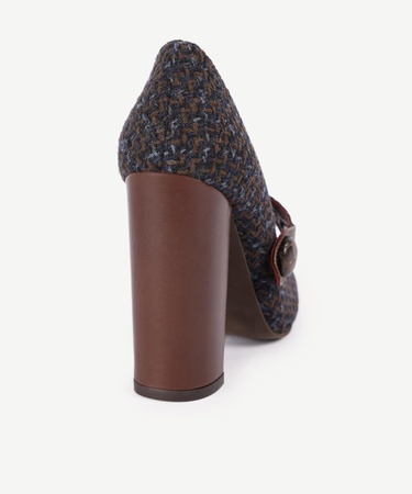  YARGICI Retro Düğmeli Topuklu Kumaş Ayakkabı